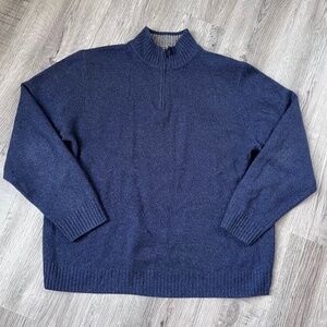 Daniel Bishop Sweater Mens XL blue 100% Cashmere 1/4 Zip Pullover Knit Preppy